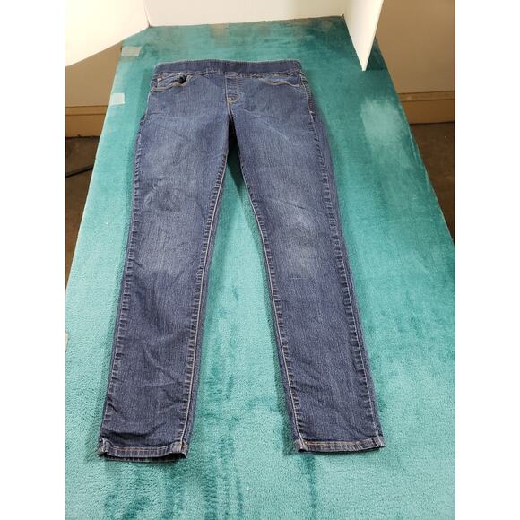 Levis Jeans Sz 12 Womens Blue Denim Pants Stretch Pull On Mid Rise Straight - Picture 1 of 13